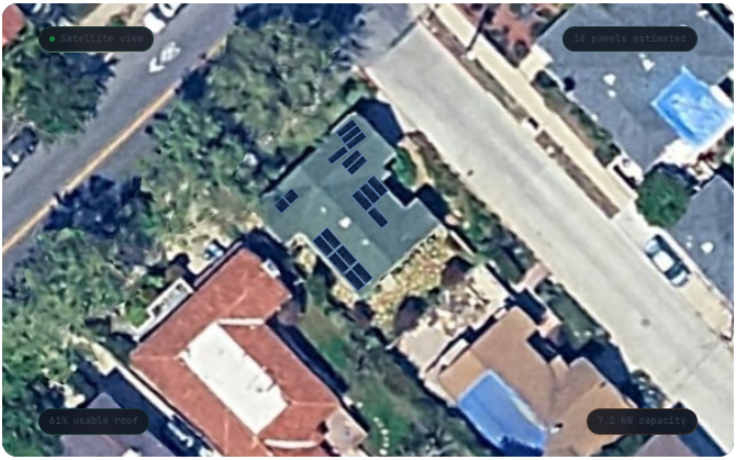 Satellite roof with solar panels